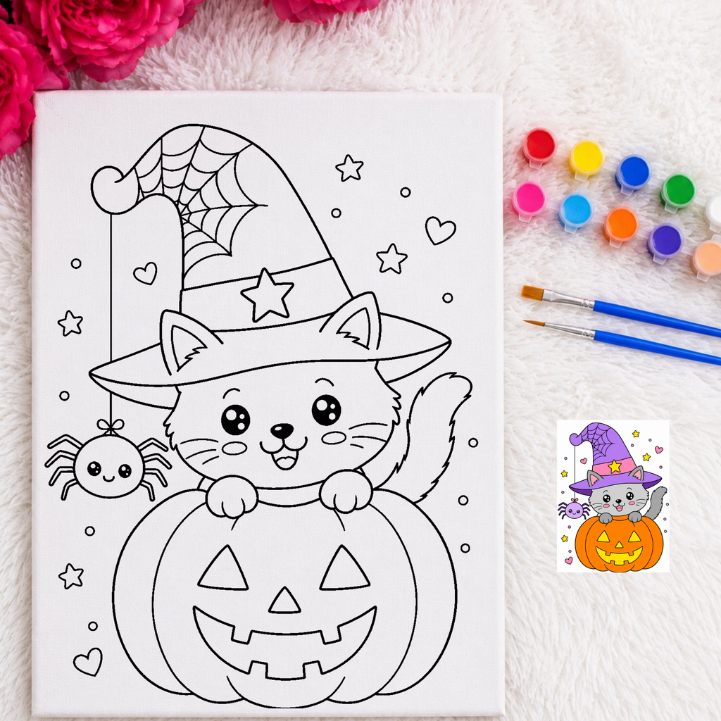 Press & Paint - Cat in Pumpkin- Halloween