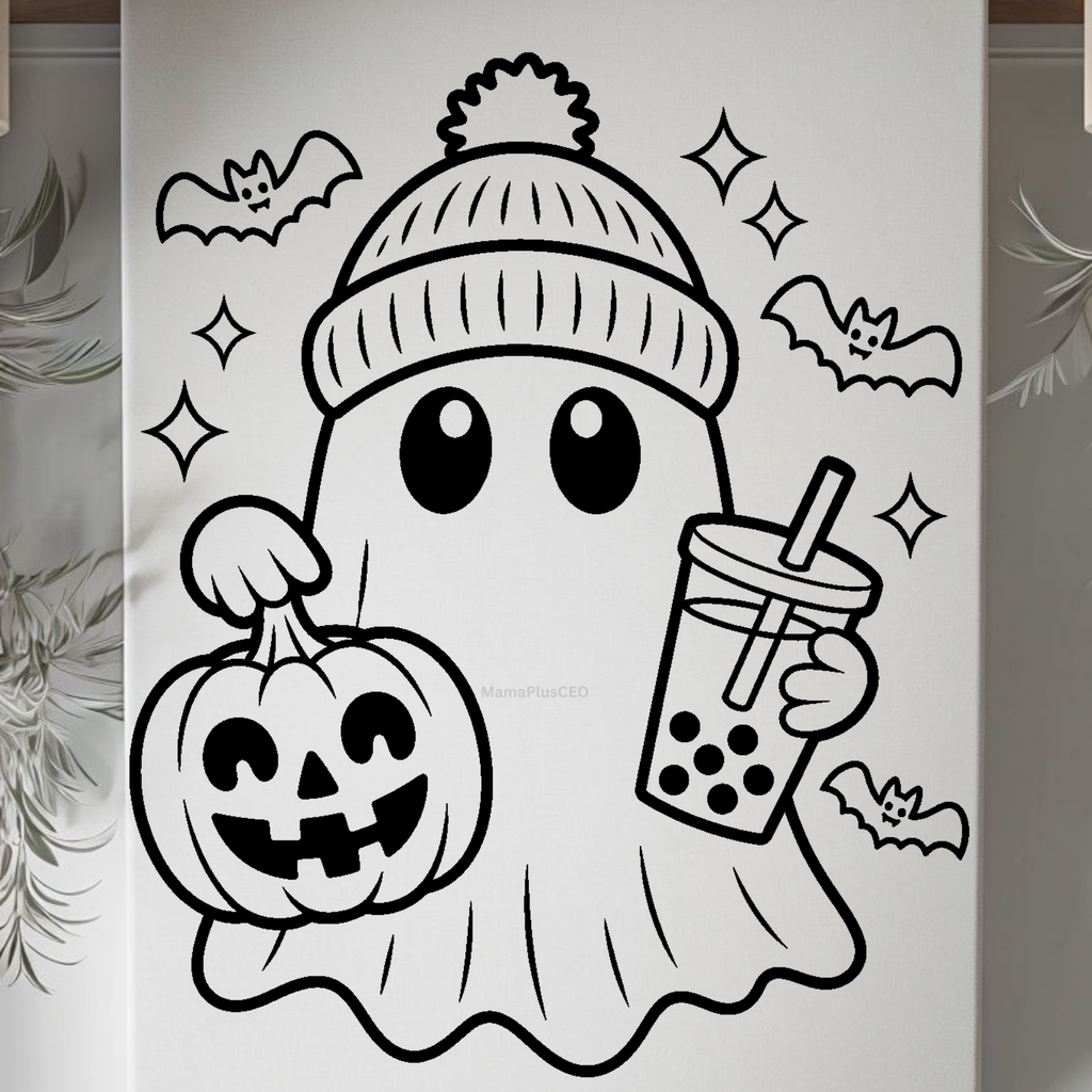 Press & Paint - Cute Ghost Pumpkin- Halloween