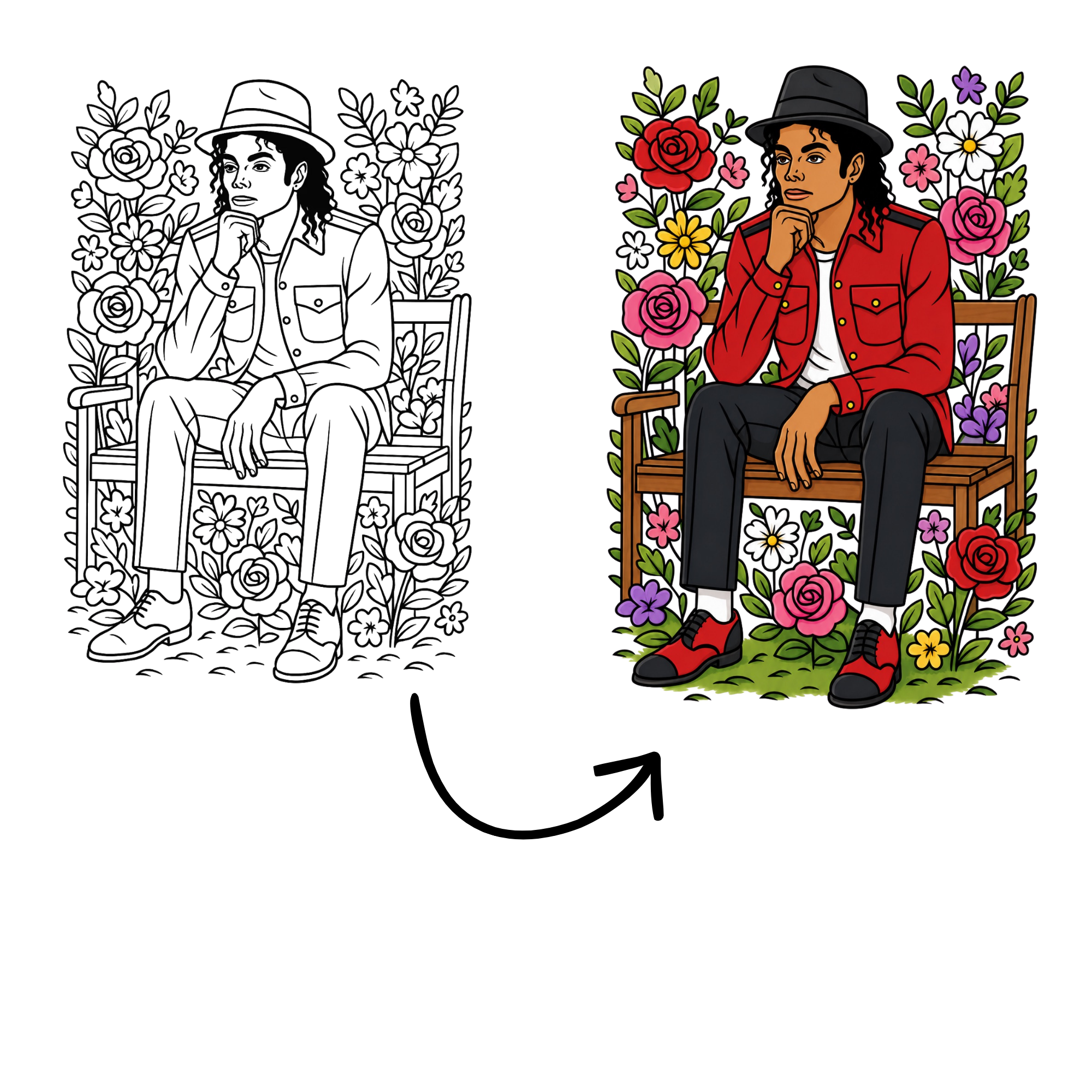 DTF Transfer Outline or Press & Paint Kit - MJ King of POP