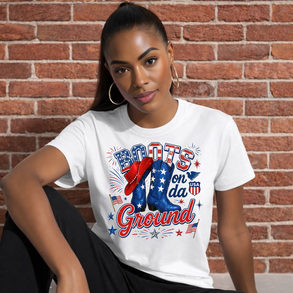 Boots on da ground Graphic T-shirt - 4th of July Shirt - Women's Tee