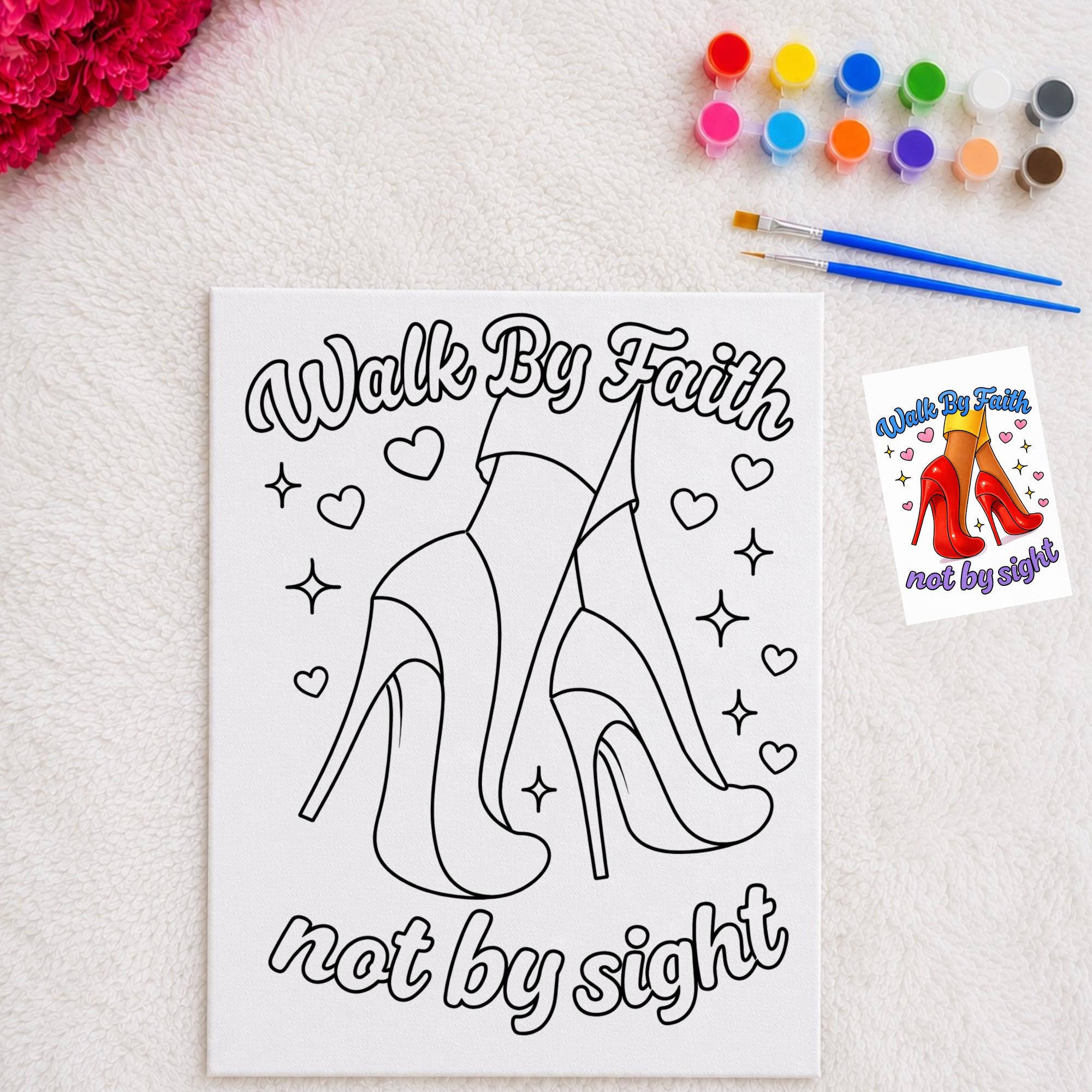 DTF Transfer Outline or Press & Paint Kit - Walk by Faith